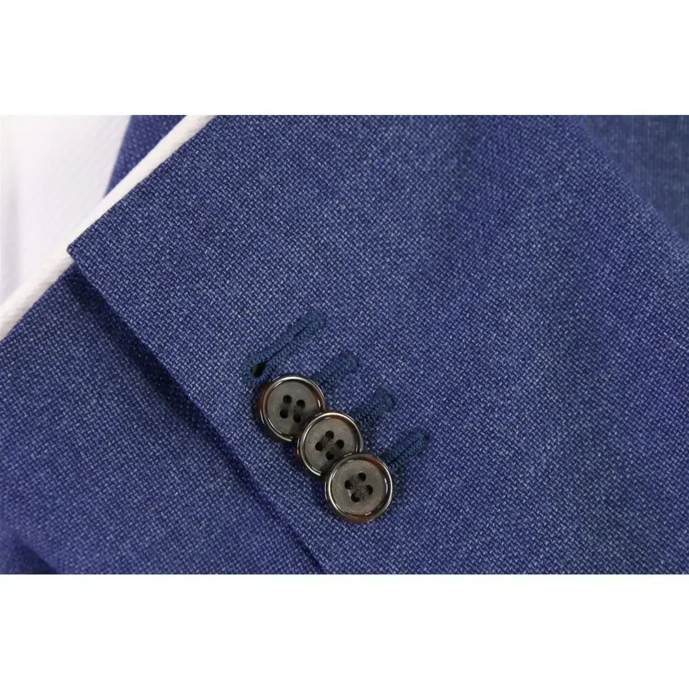 Suitsupply Havana Royal Blue Knit Woven Wool Patch Pocket 2-Btn Suit 44R
